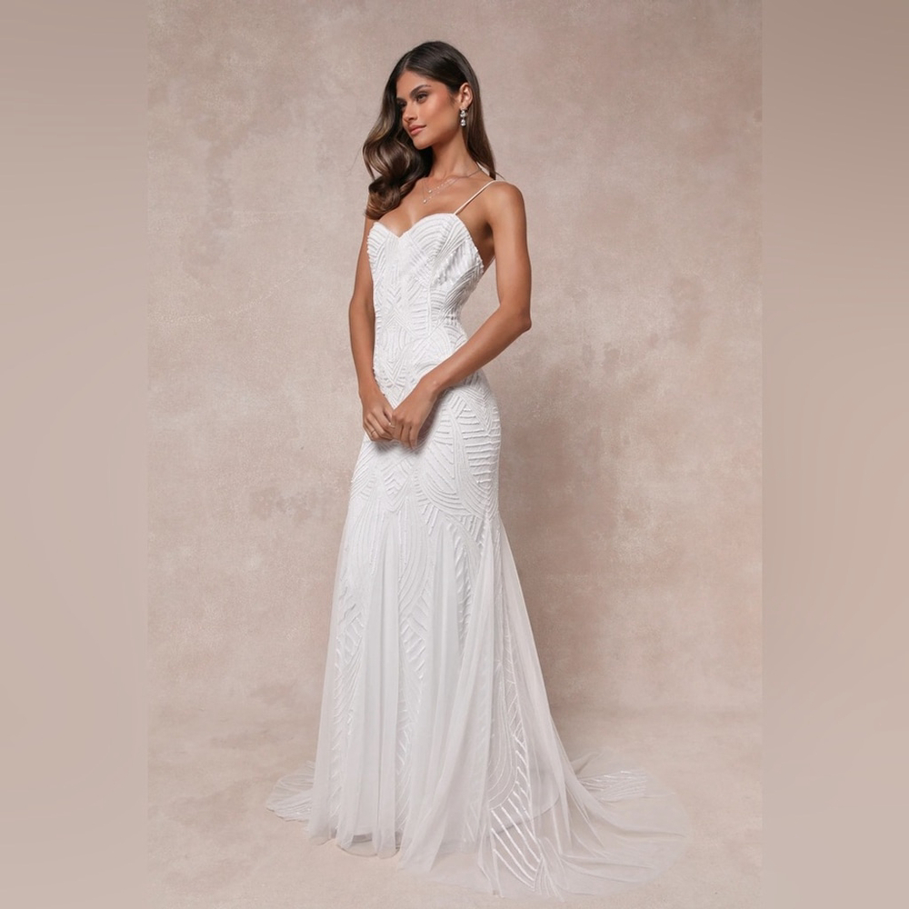 Radiant Presence White Sequin Sleeveless Backless Maxi Dress - Picture 2 of 4